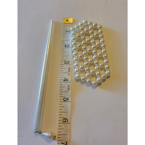 Vintage 80s Accessory Hair Bun Pin Clip Faux Pearls Beaded Sweep Stick Classic - Picture 4 of 4